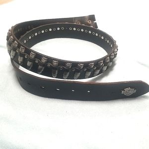 Men’s Harley Davidson Motorcycle Black Leather Belt size 42 Bullets